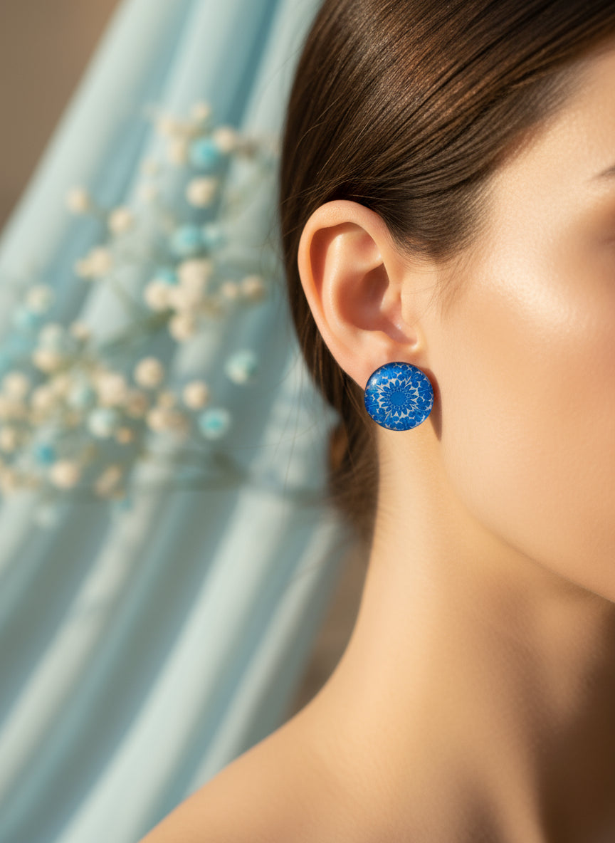 Cabochon Earring with Mandala