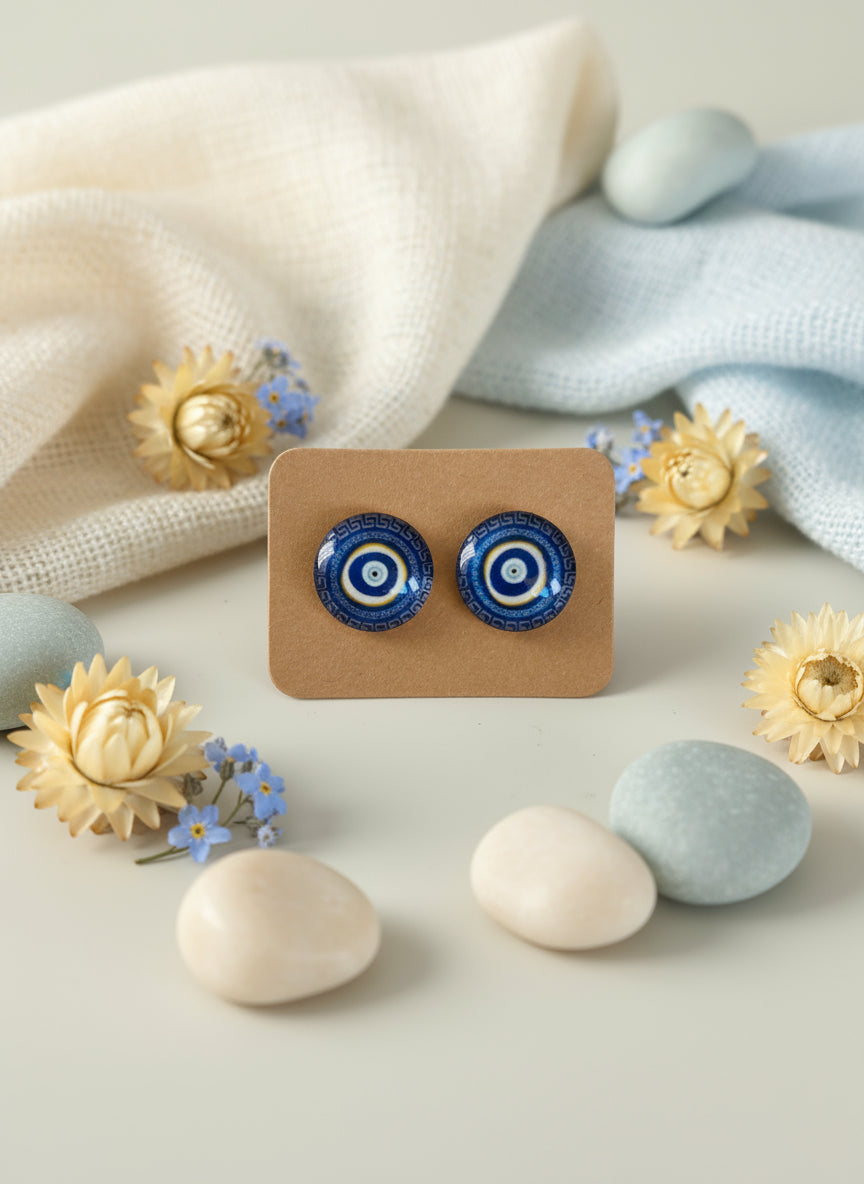 Cabochon Earring with Mandala