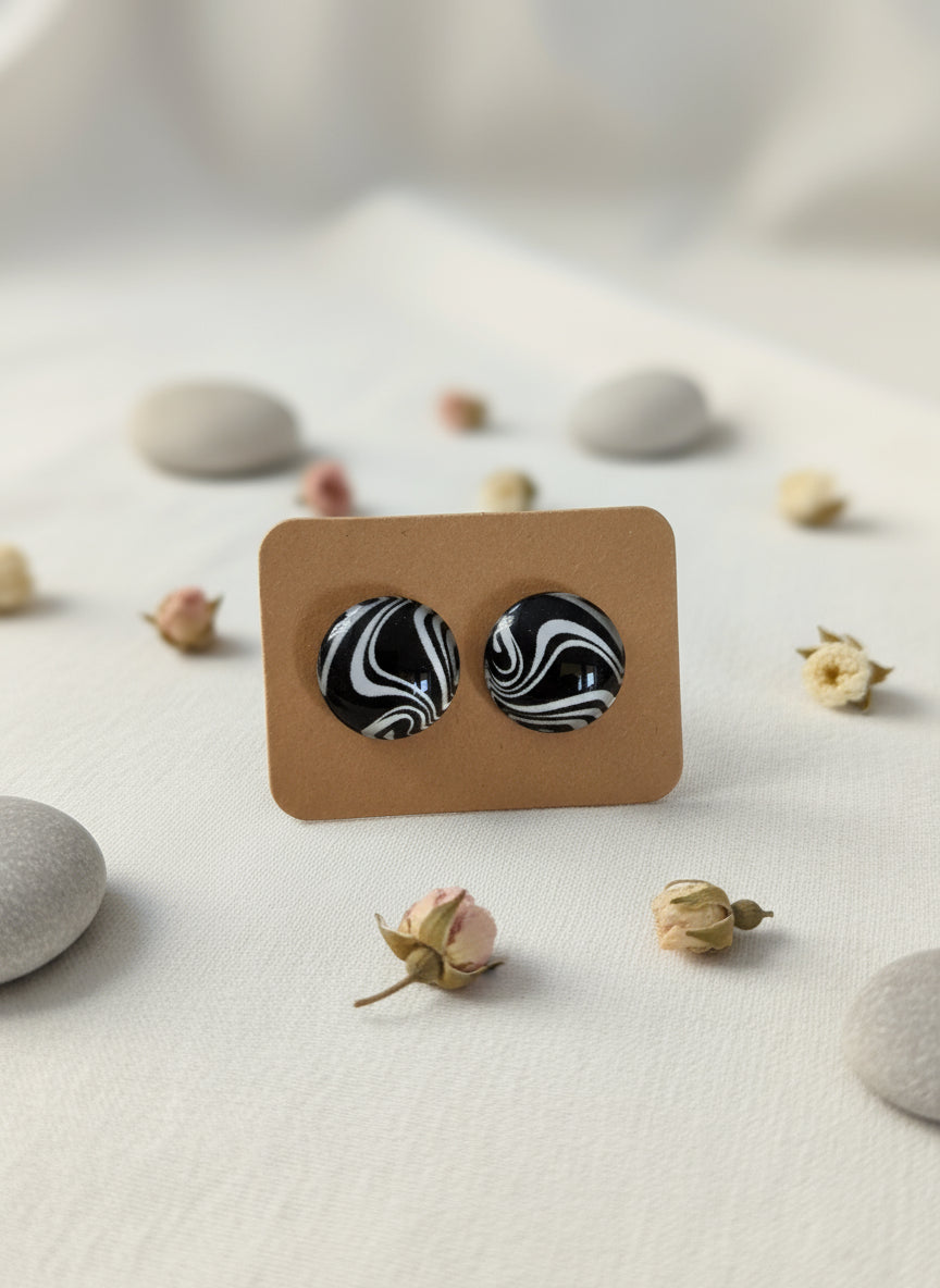 Cabochon Earring with Mandala