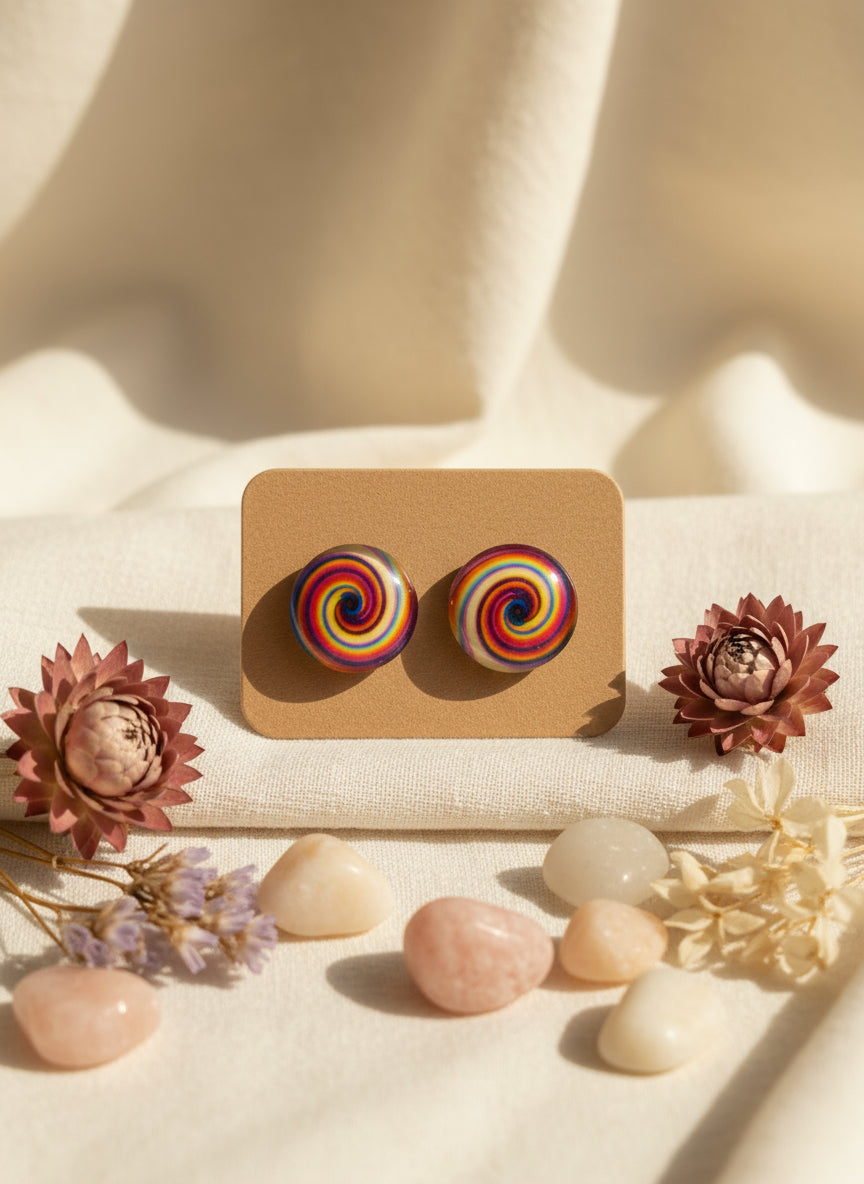 Cabochon Earring with Mandala