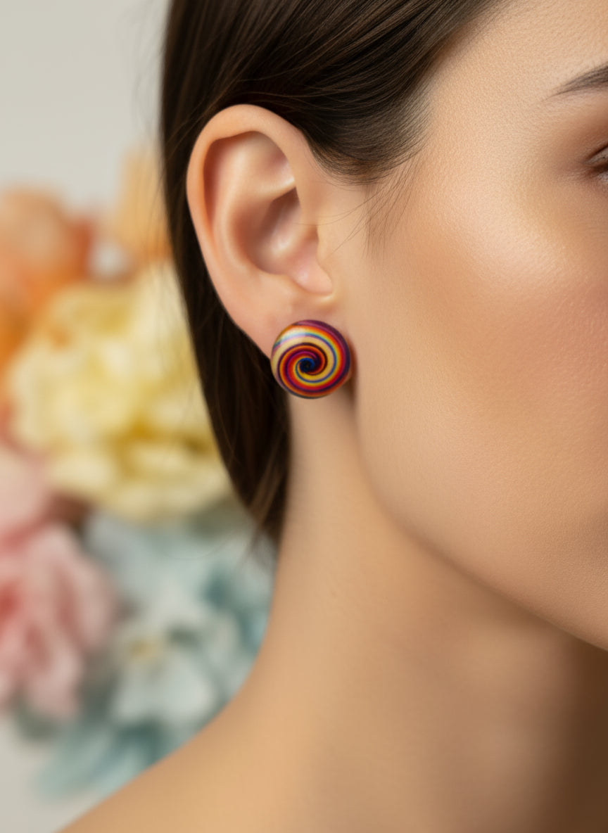 Cabochon Earring with Mandala