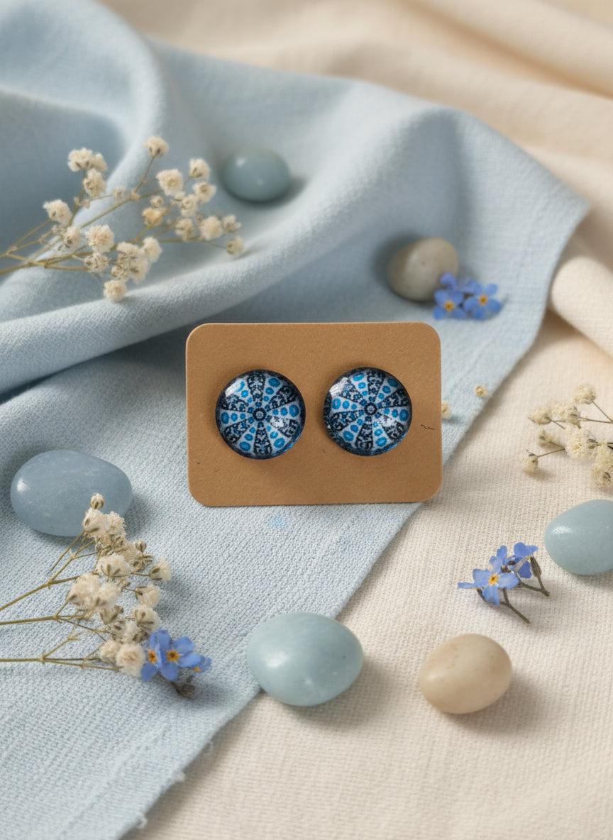 Cabochon Earring with Mandala