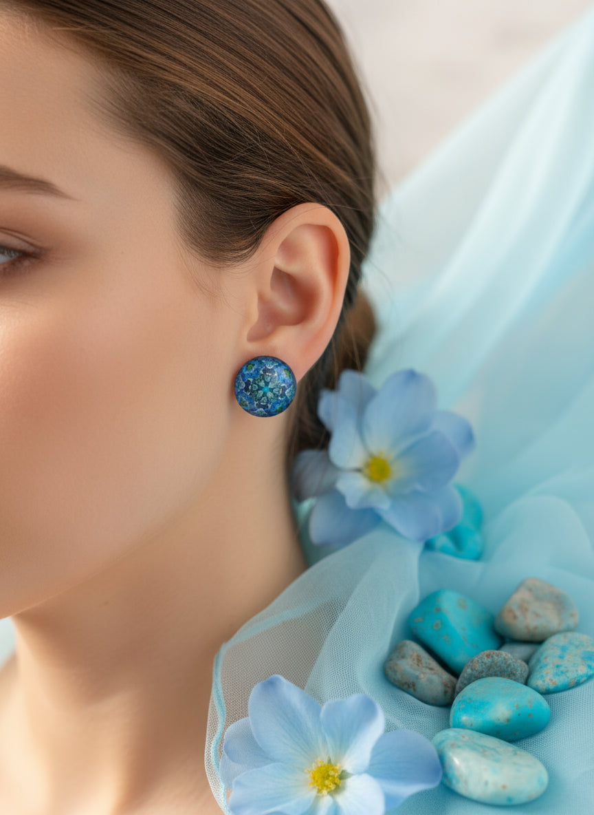 Cabochon Earring with Mandala