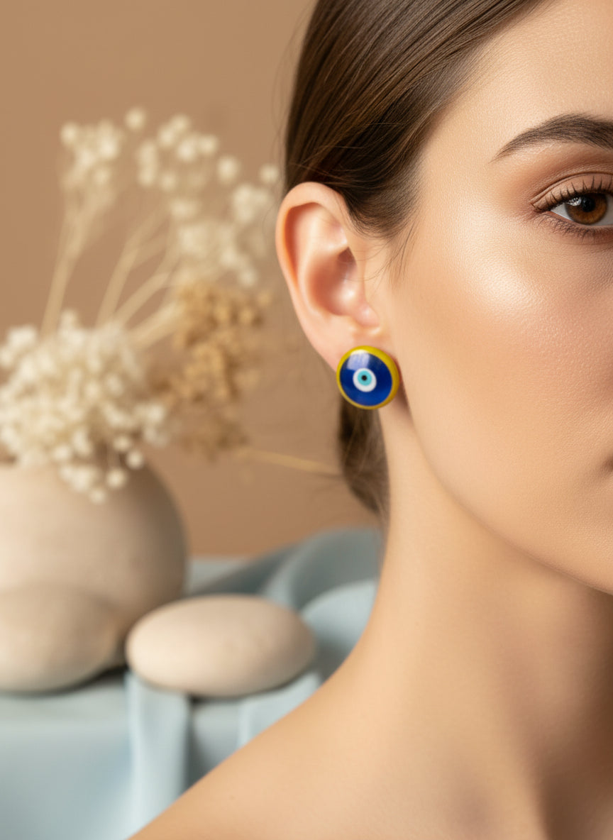 Kaboson fülbevaló sárga és kék mandalával