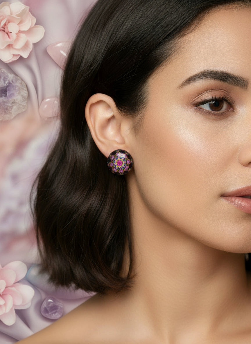 Cabochon Earring with Mandala