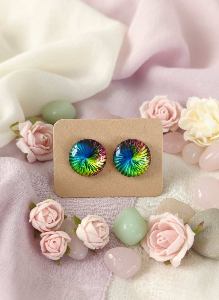 Cabochon Earring with Mandala