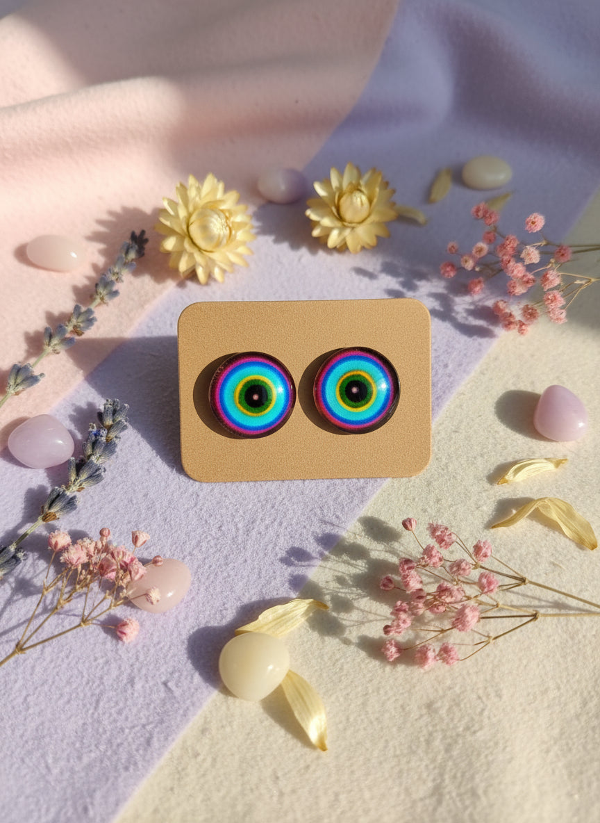 Cabochon Earring with Mandala