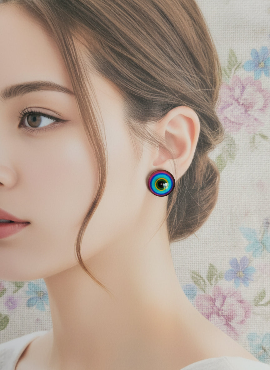 Cabochon Earring with Mandala