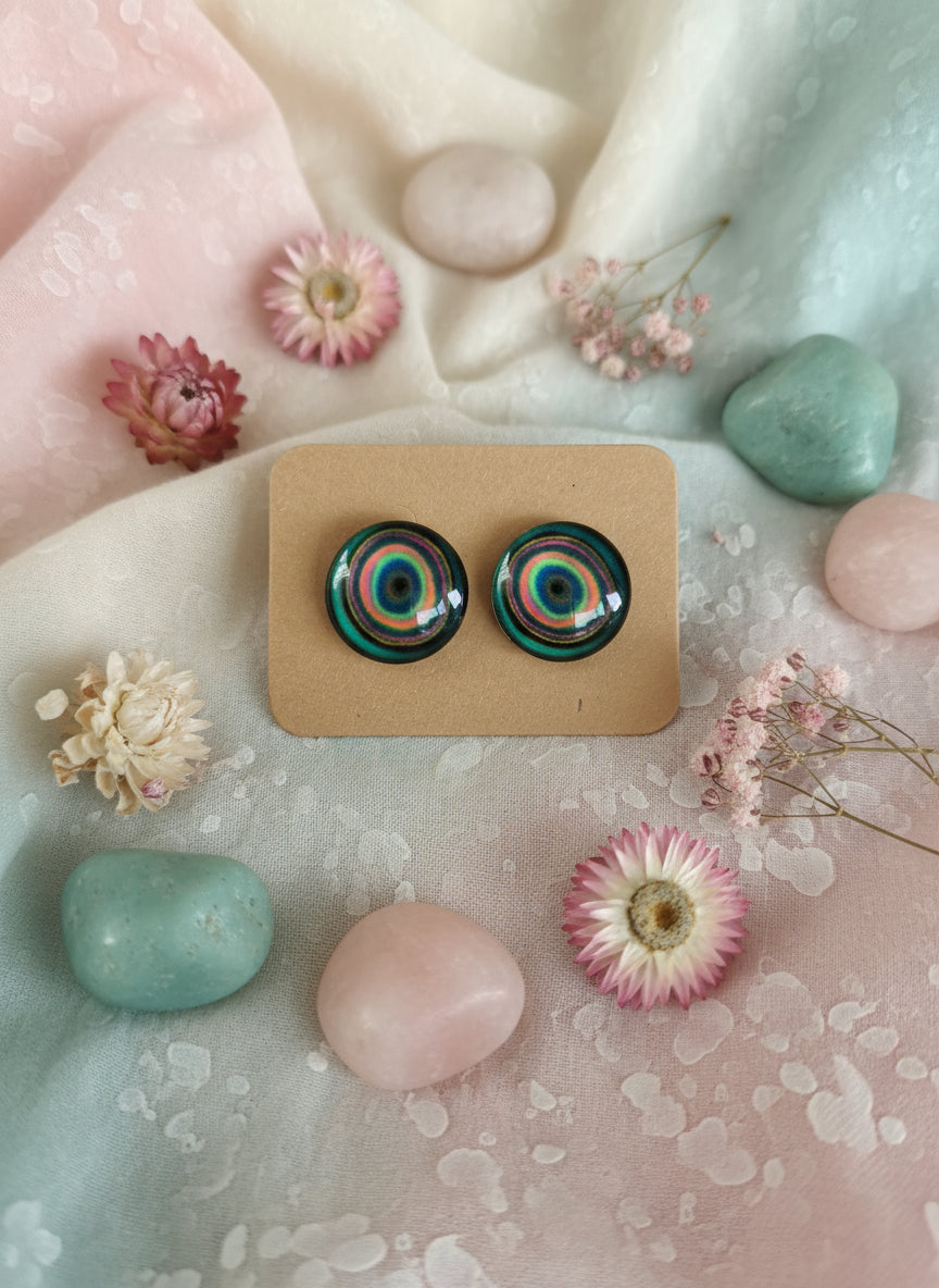 Cabochon Earring with Mandala