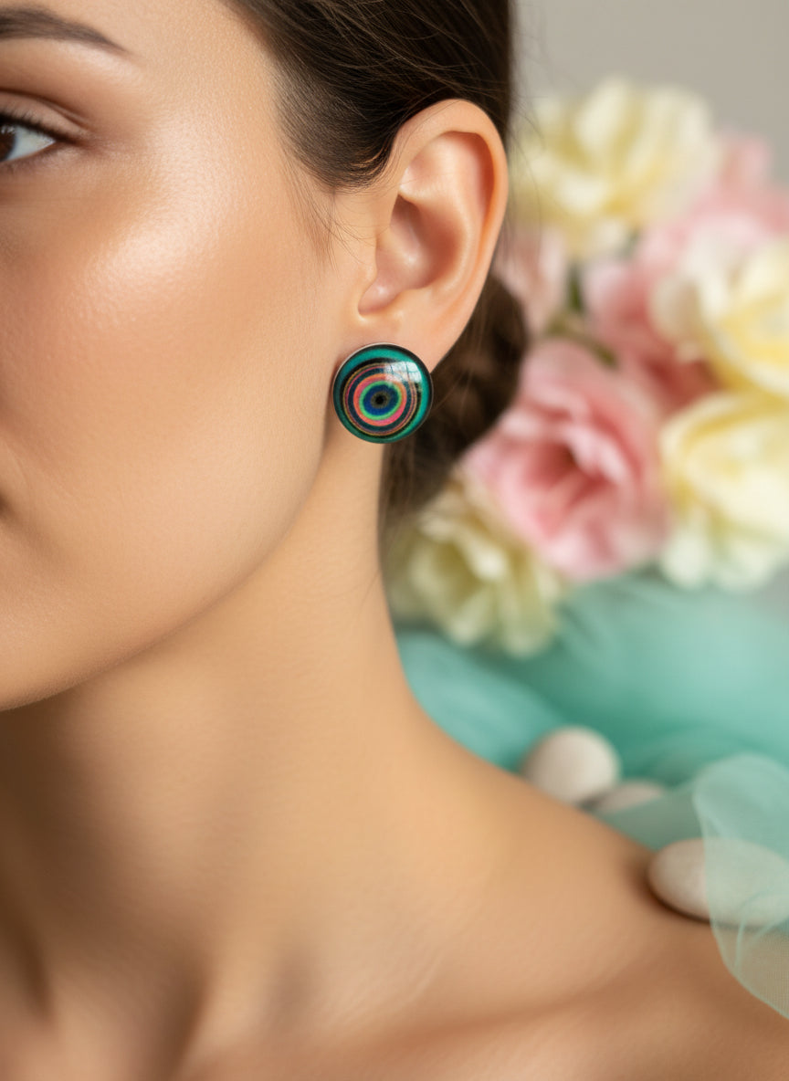 Cabochon Earring with Mandala