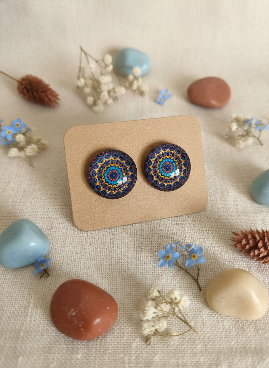 Cabochon Earring with Mandala