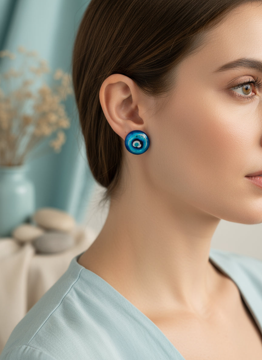 Cabochon Earring with Mandala