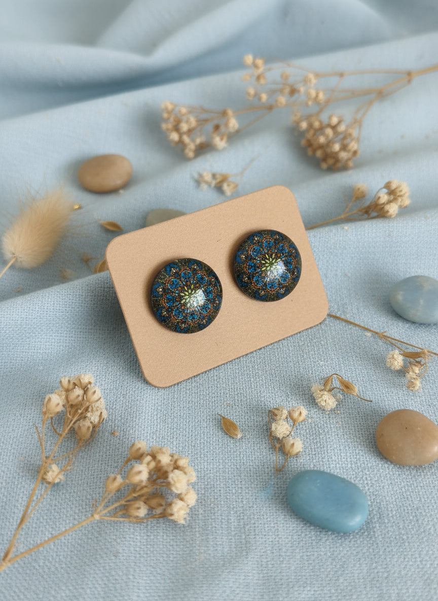 Cabochon Earring with Mandala