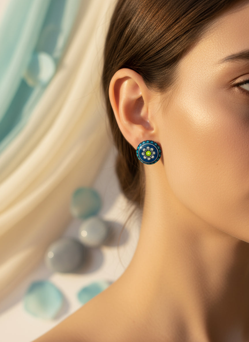 Cabochon Earring with Mandala