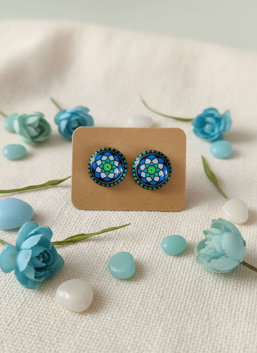 Cabochon Earring with Mandala