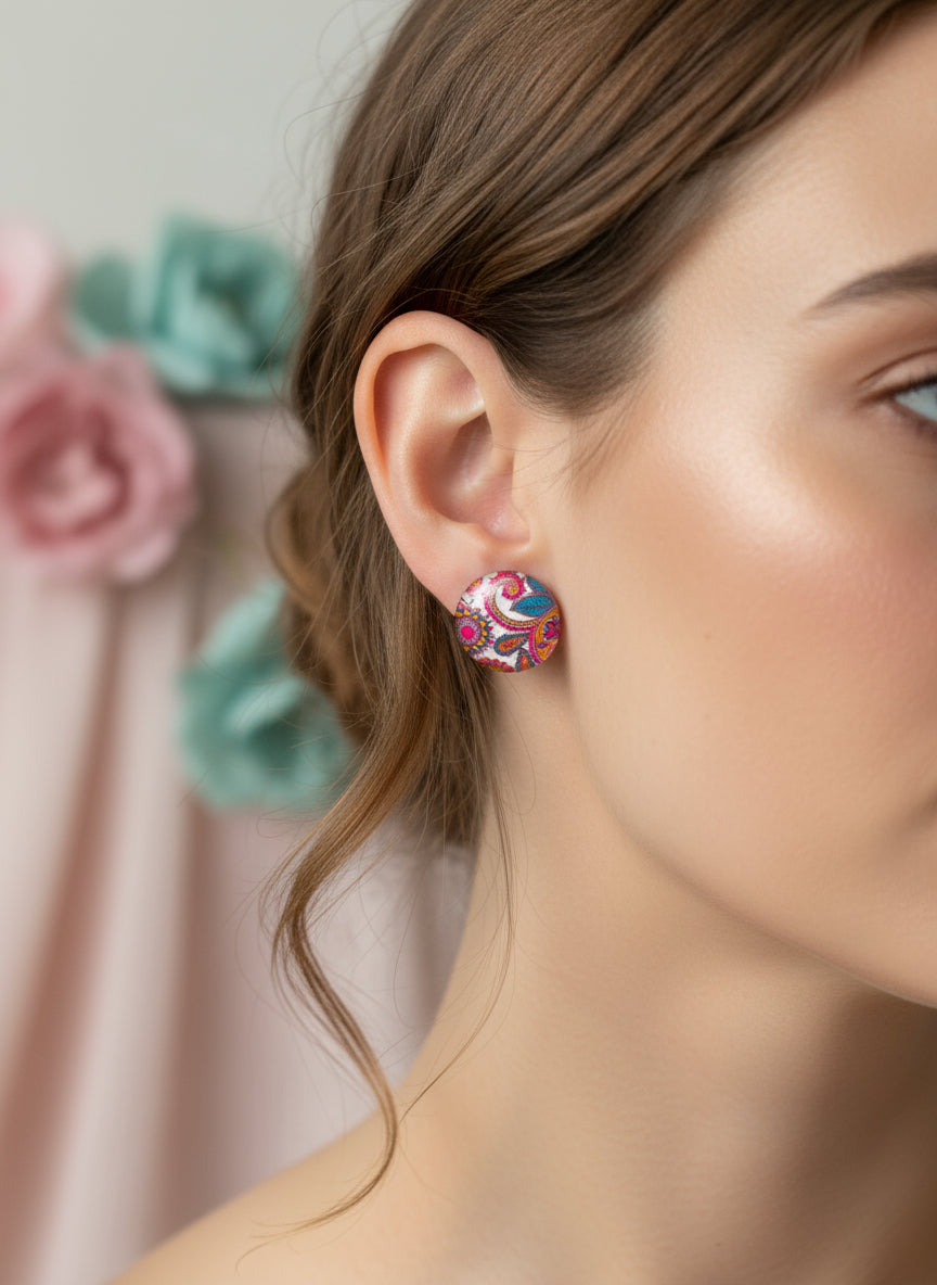 Cabochon Earring with Mandala