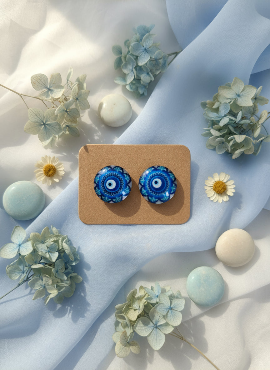 Cabochon Earring with Mandala