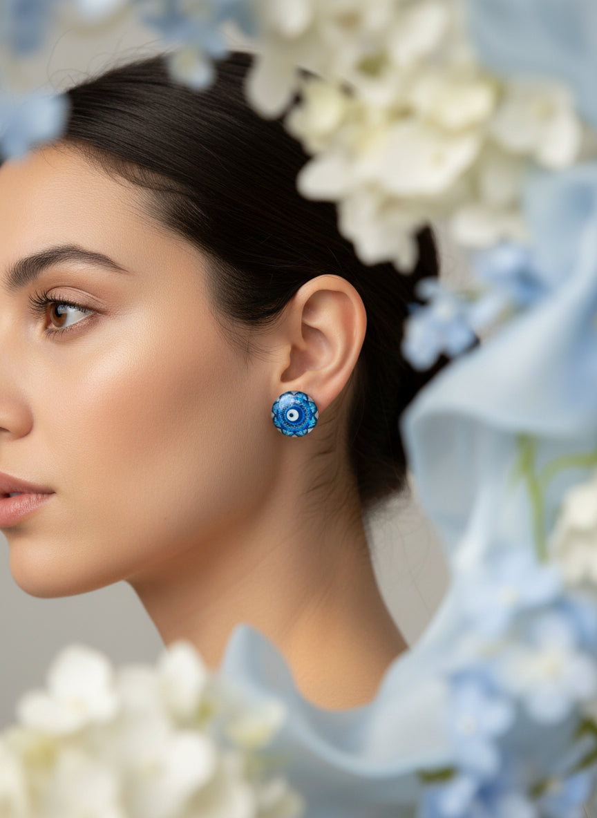 Cabochon Earring with Mandala