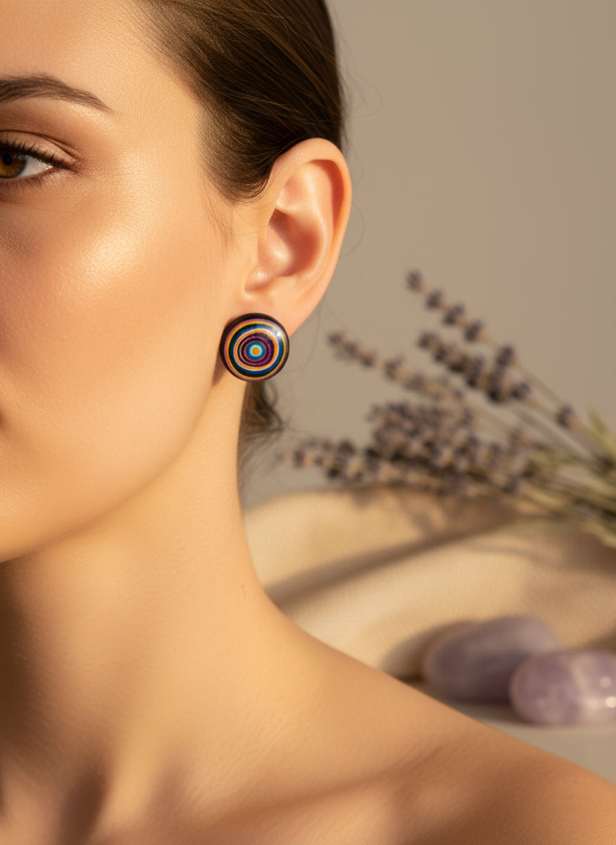 Cabochon Earring with Mandala