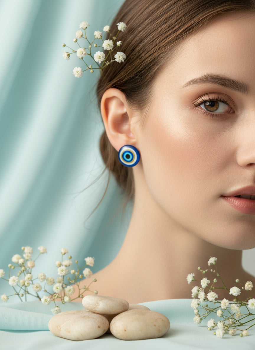 Cabochon Earring with Mandala