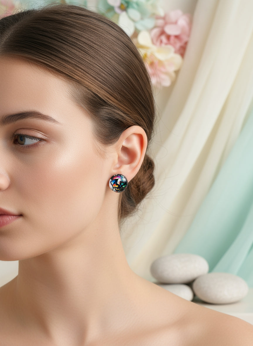 Cabochon Mystical Earring with Dragon