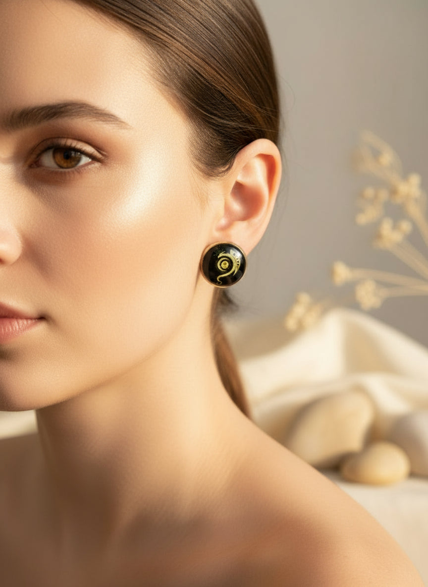 Cabochon Mystical Earring with Dragon