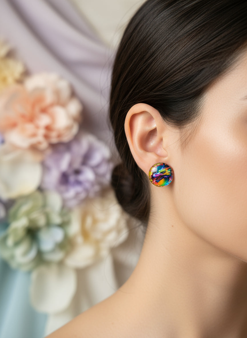 Cabochon Mystical Earring with Dragon