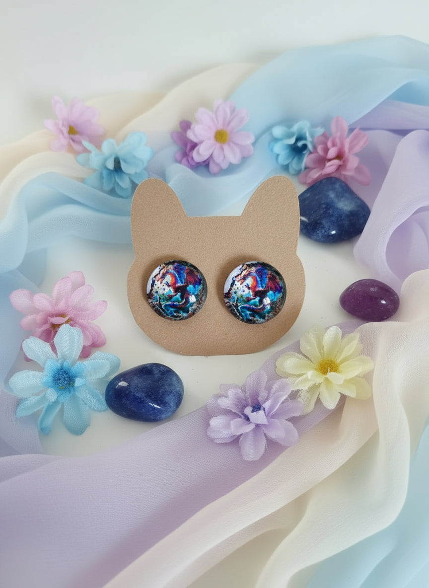 Cabochon Mystical Earring with Dragon