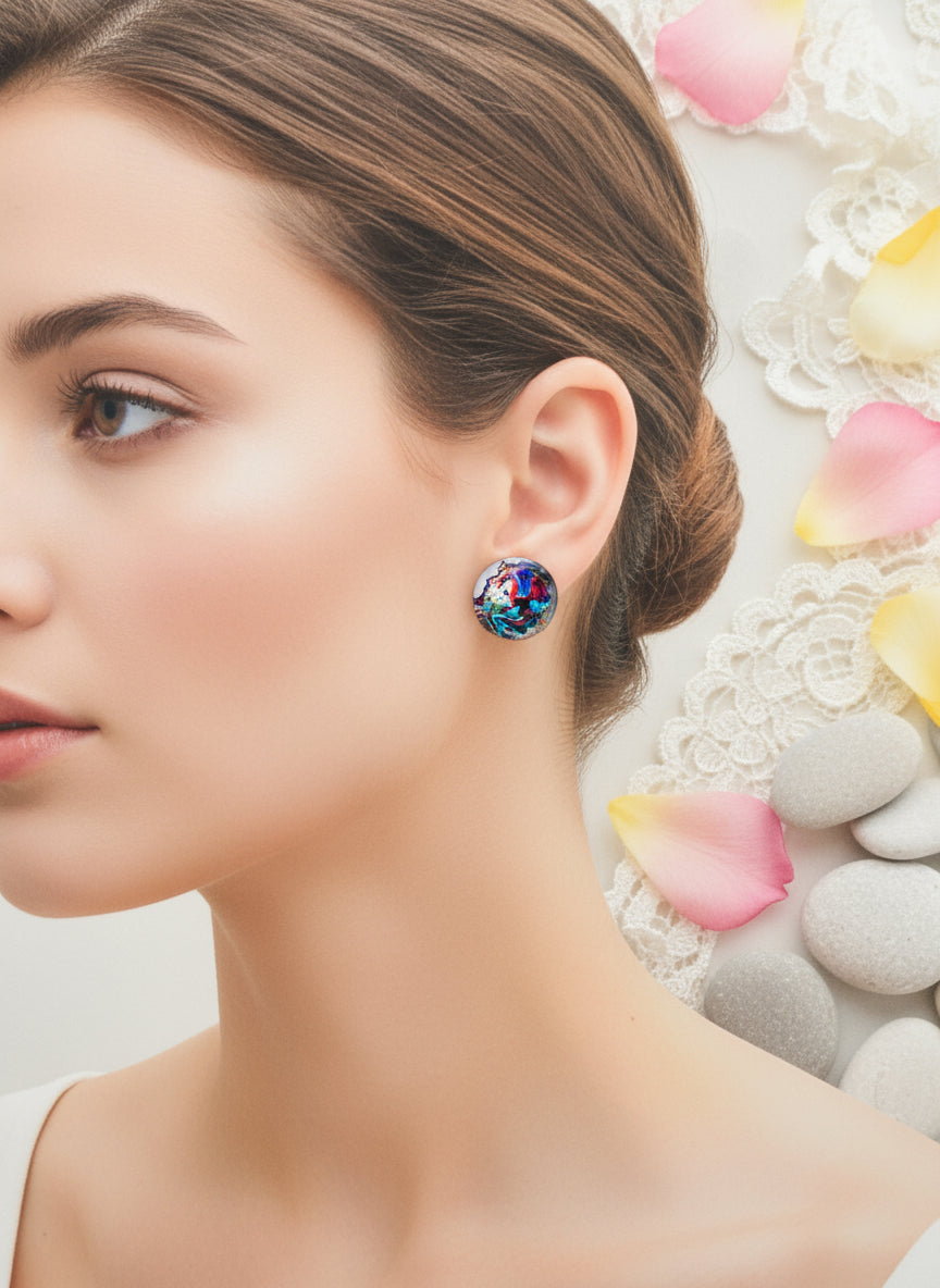 Cabochon Mystical Earring with Dragon