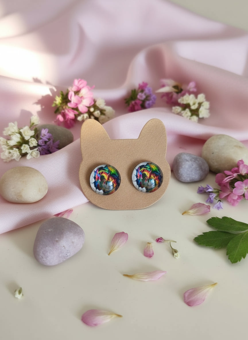 Cabochon Mystical Earring with Dragon