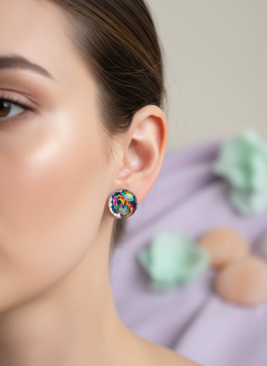 Cabochon Mystical Earring with Dragon