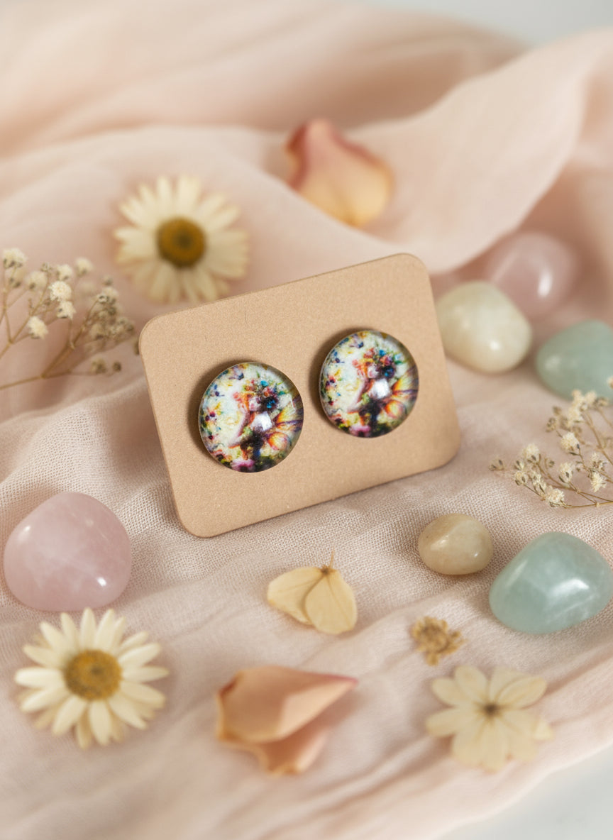 Cabochon Earring with Fairy