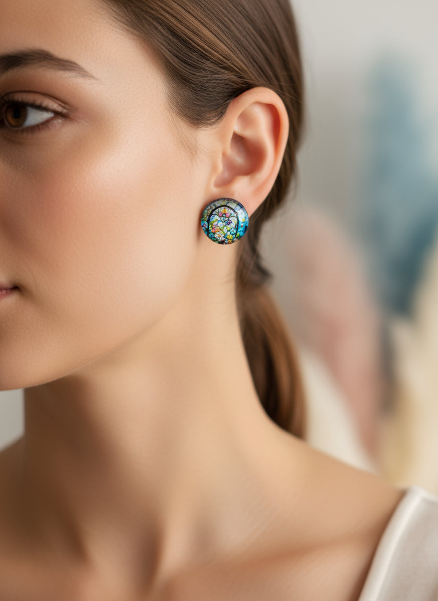Cabochon Earring with Fairy