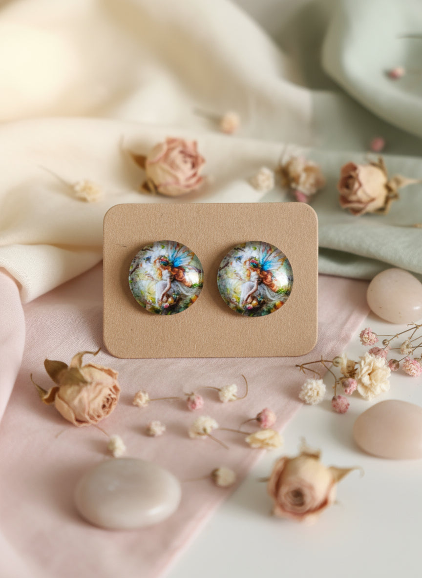 Cabochon Earring with Fairy