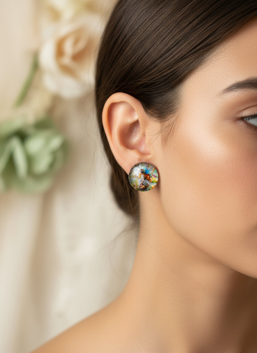 Cabochon Earring with Fairy