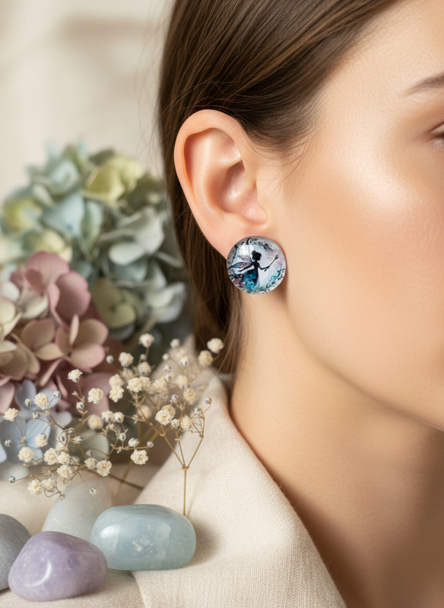 Cabochon Earring with Fairy