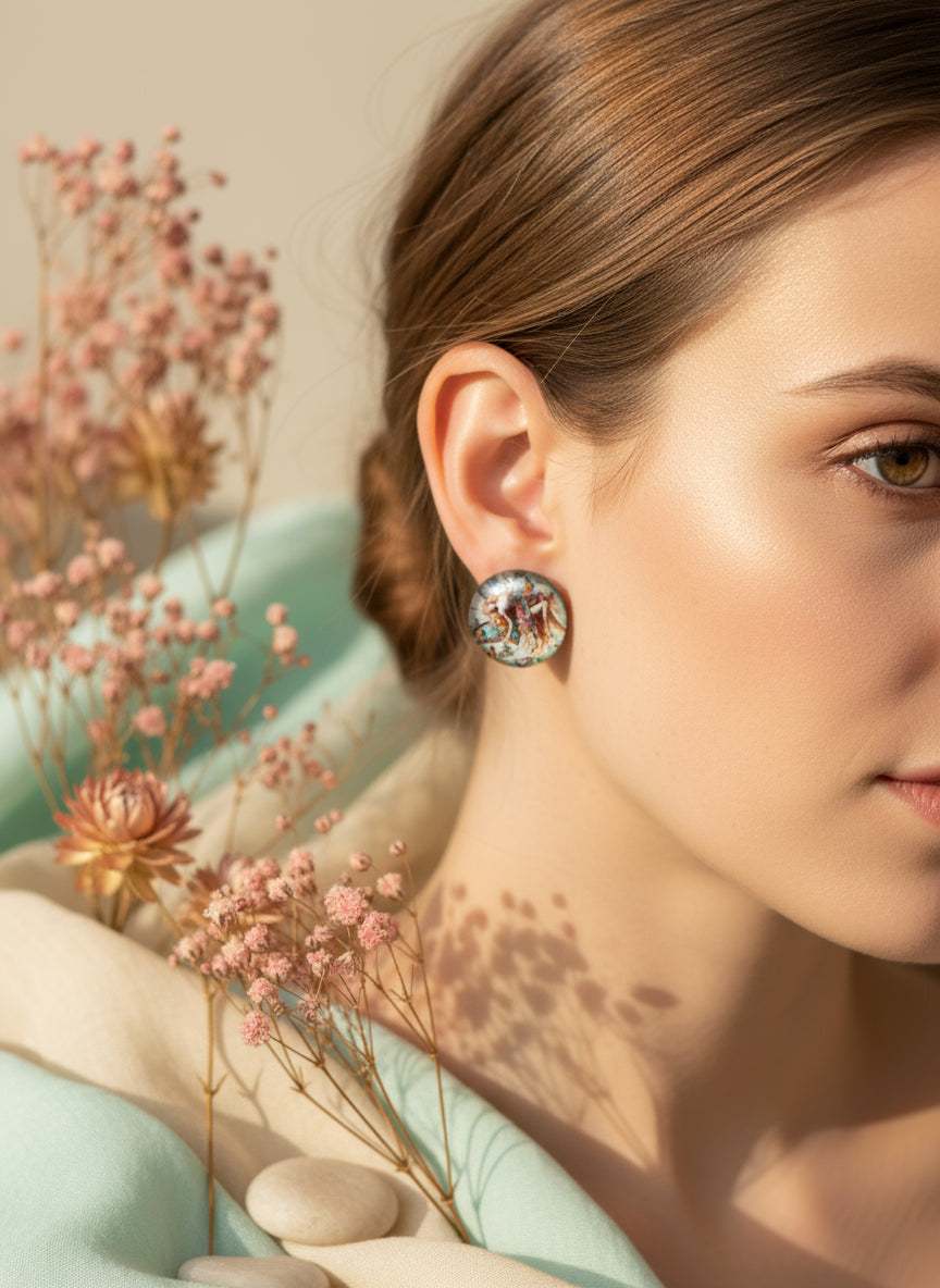 Cabochon Earring with Fairy