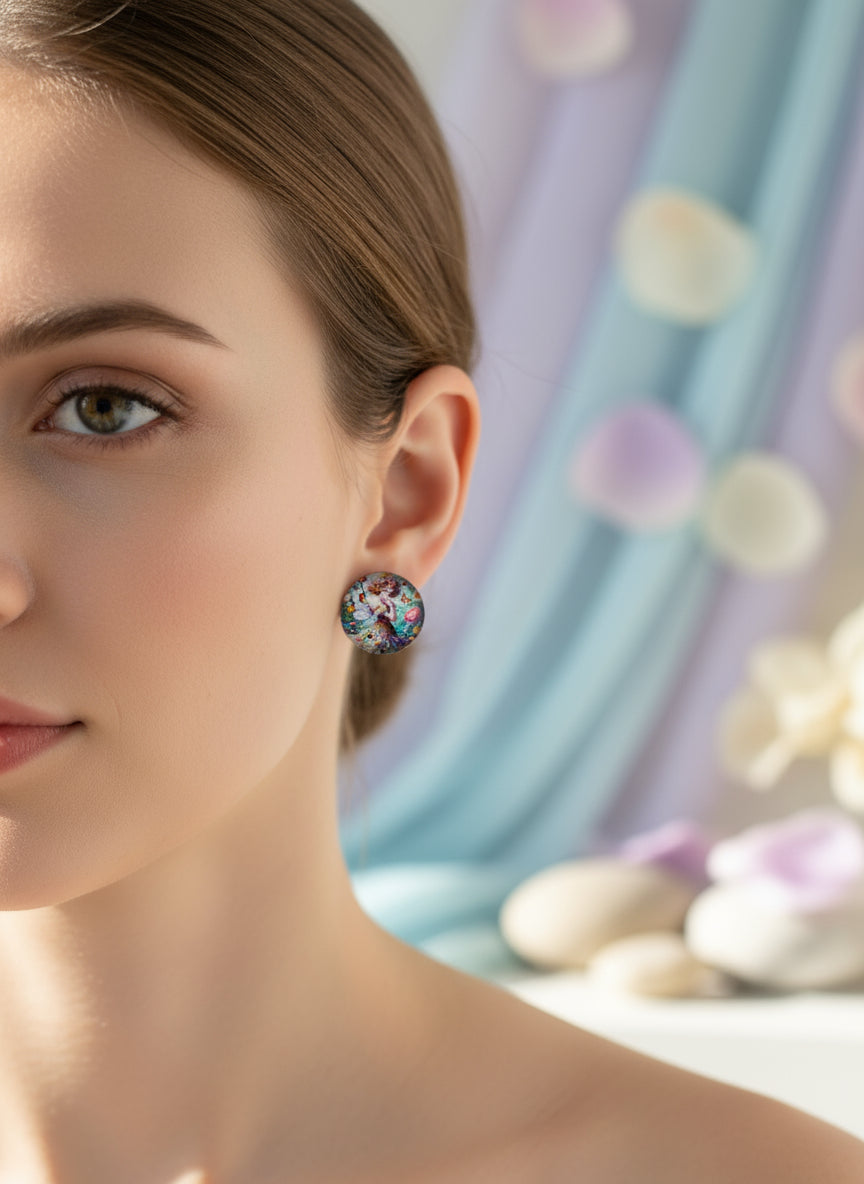 Cabochon Earring with Fairy