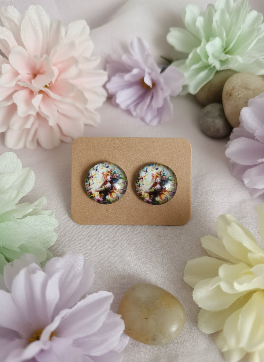Cabochon Earring with Fairy