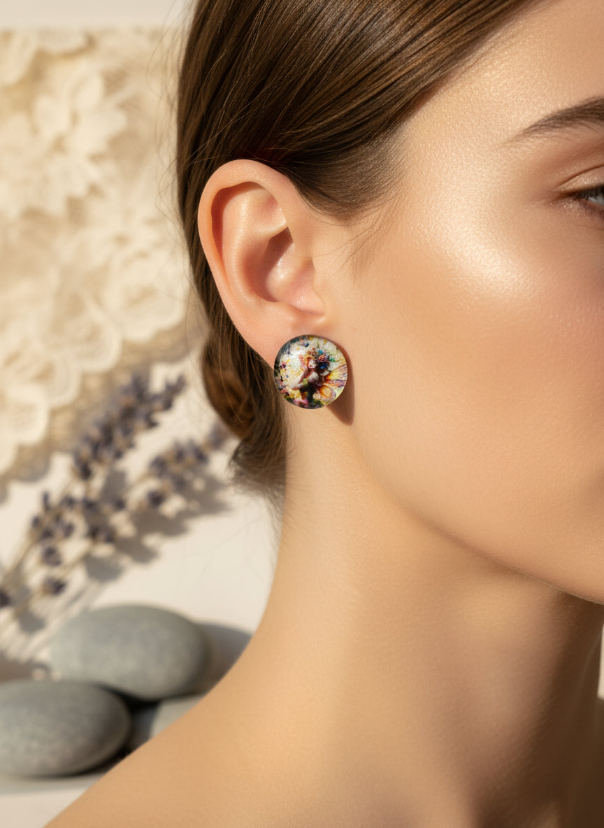 Cabochon Earring with Fairy