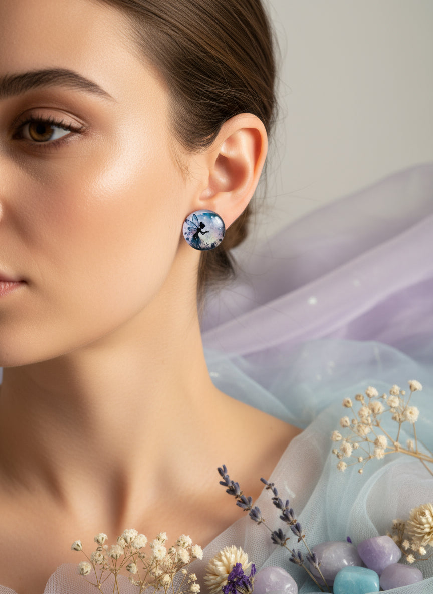 Cabochon Earring with Fairy