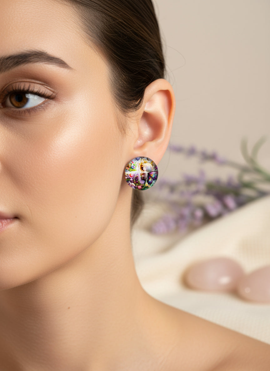 Cabochon Earring with Fairy
