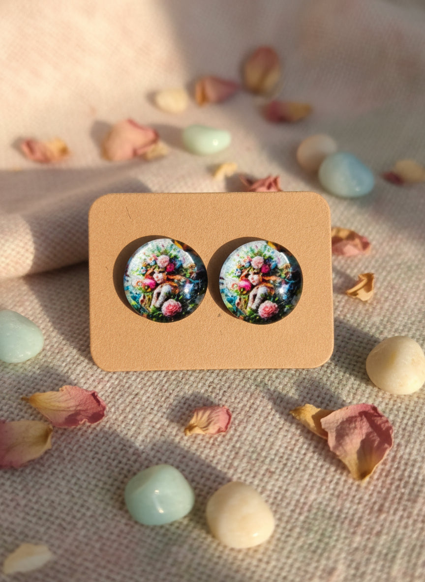 Cabochon Earring with Fairy