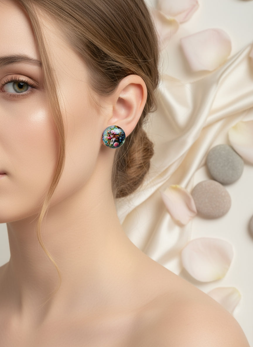 Cabochon Earring with Fairy