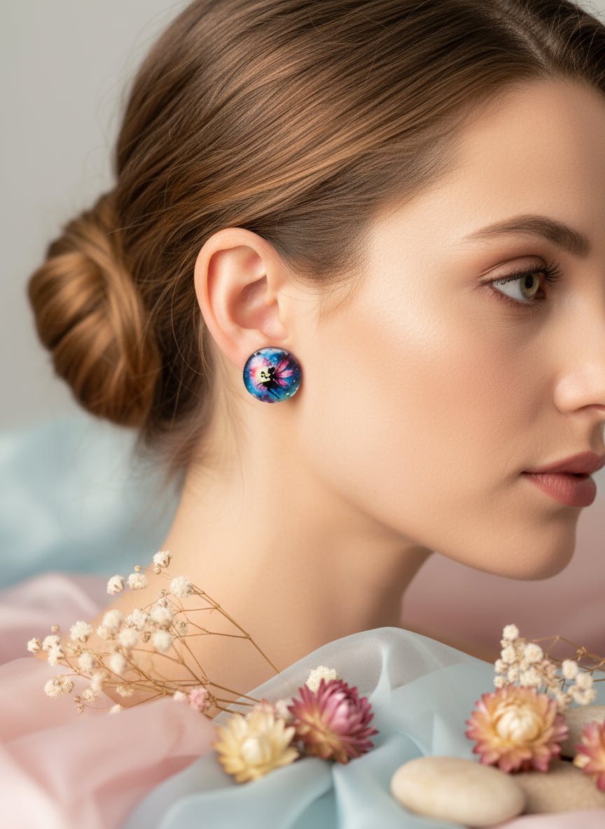 Cabochon Earring with Fairy