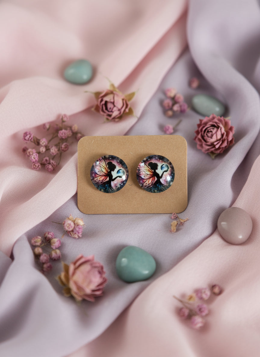 Cabochon Earring with Fairy