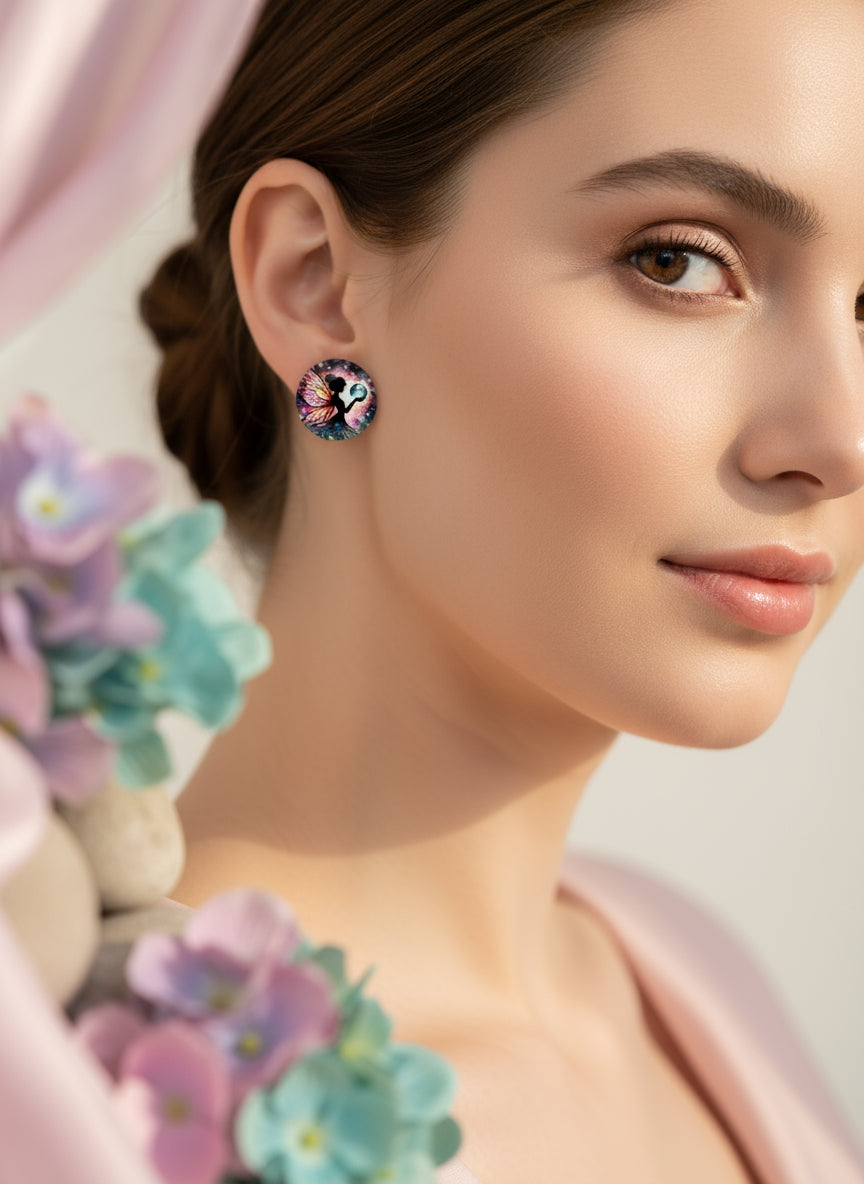 Cabochon Earring with Fairy