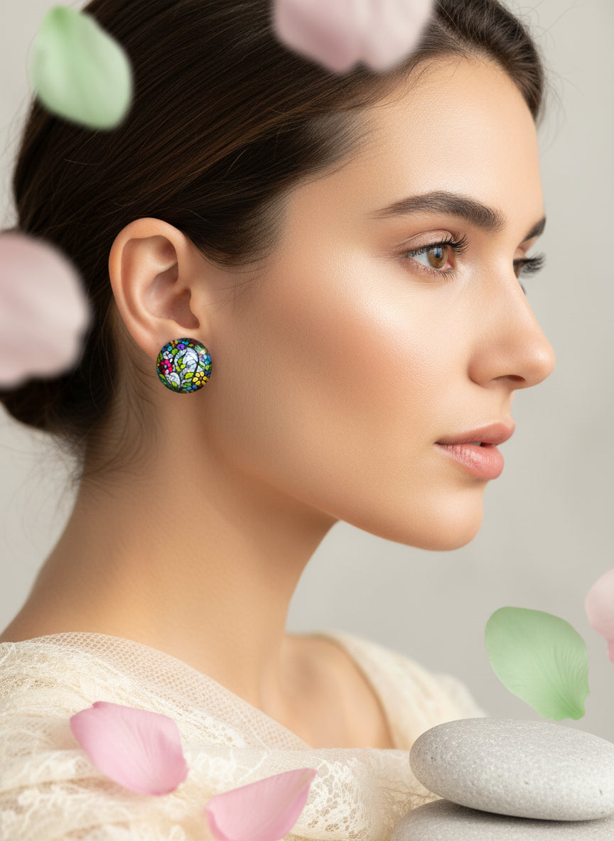 Cabochon Earring with Fairy