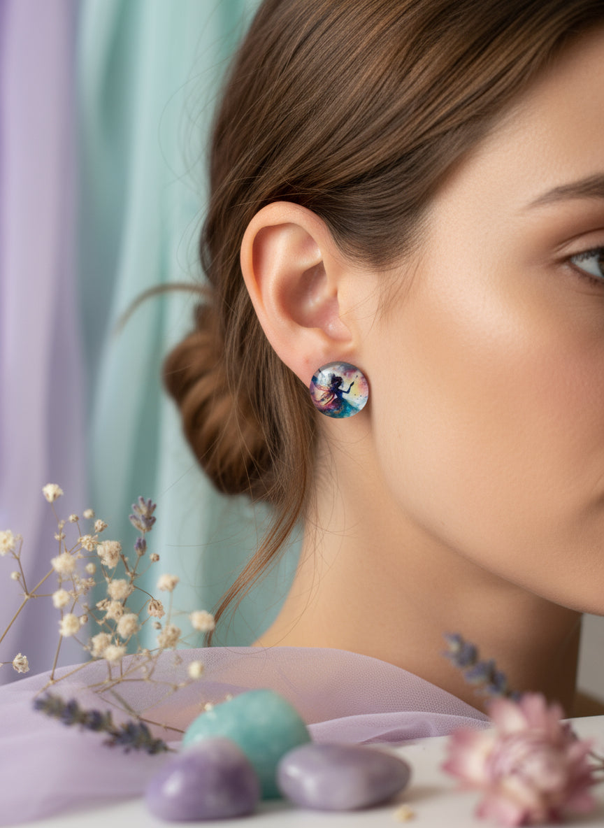 Cabochon Earring with Fairy