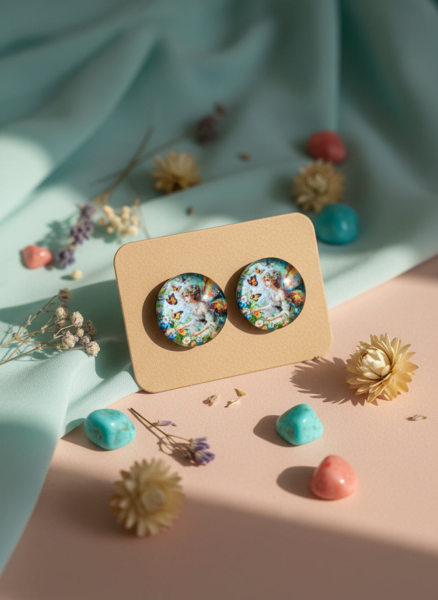 Cabochon Earring with Fairy